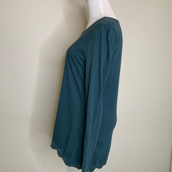 Banana Republic Green Tunic Jersey Lace Trim Crew Neck Sz Small - Picture 3 of 9